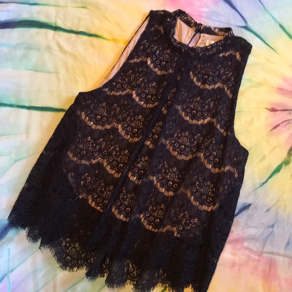 Navy blue Lace Top